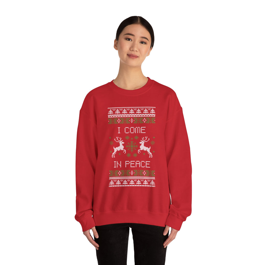 "I Come In Peace" Funny Duo Holiday Ugly Sweatshirt