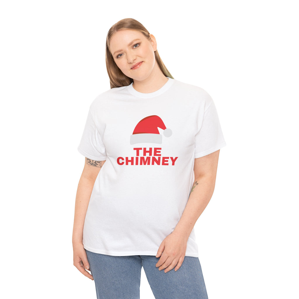 Christmas Tee - 'The Chimney' Santa Hat Holiday White Duo Shirt