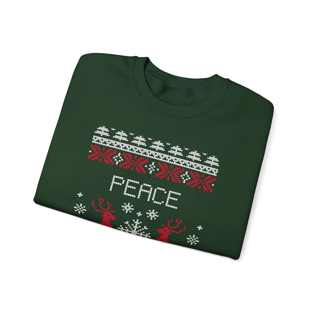 Peace Funny Duo Holiday Sweatshirt — Ugly Christmas Sweater Style