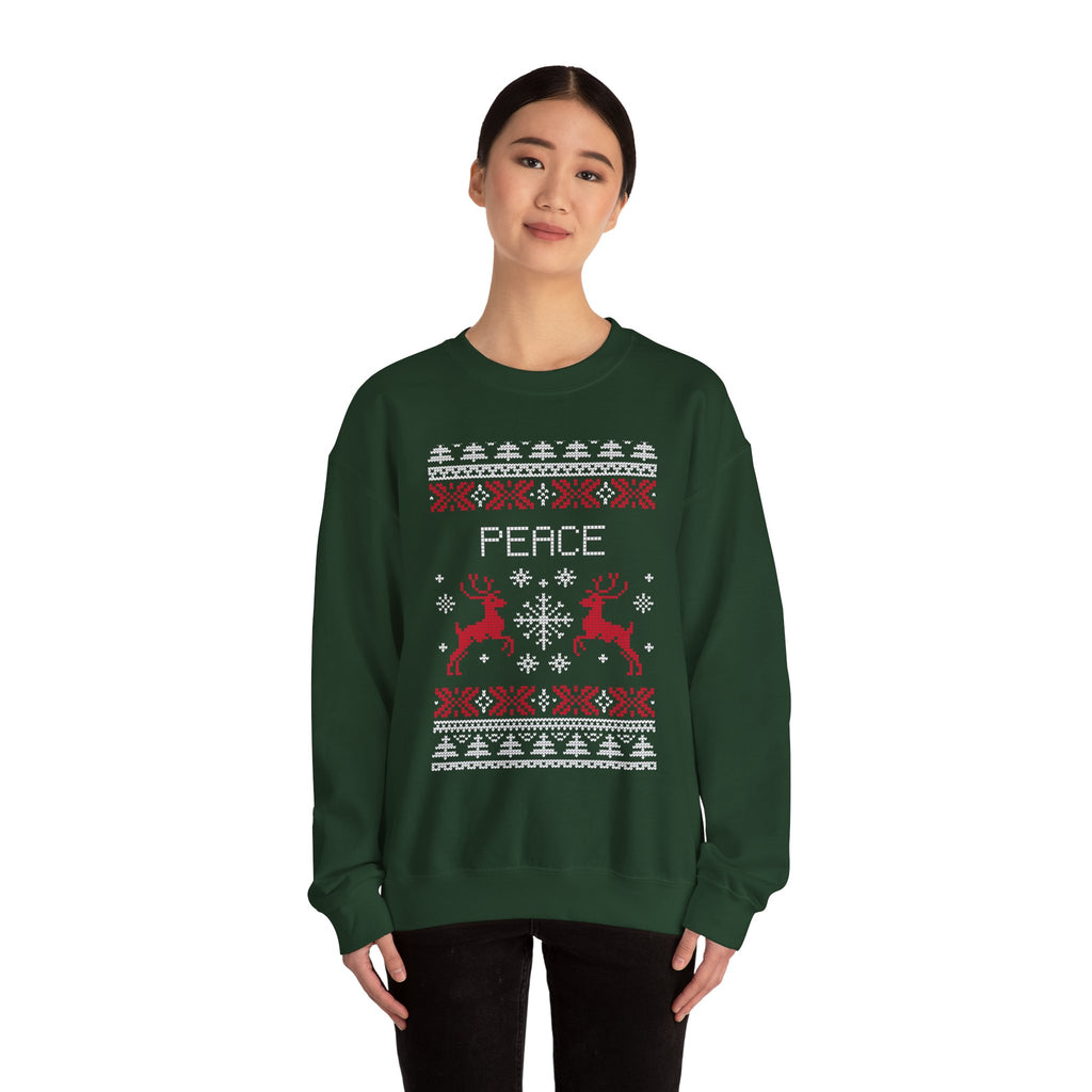 Peace Funny Duo Holiday Sweatshirt — Ugly Christmas Sweater Style