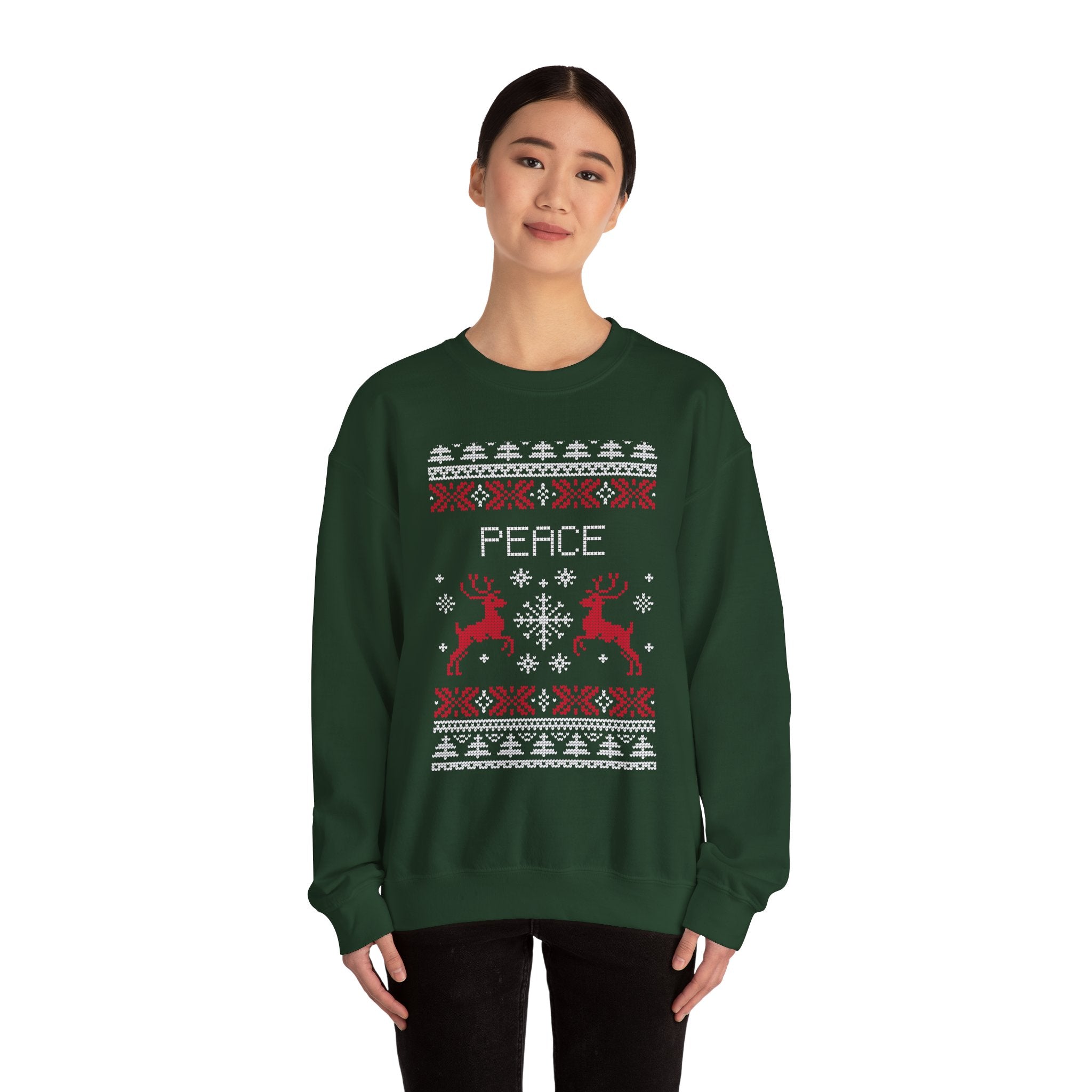 Peace Funny Duo Holiday Sweatshirt — Ugly Christmas Sweater Style